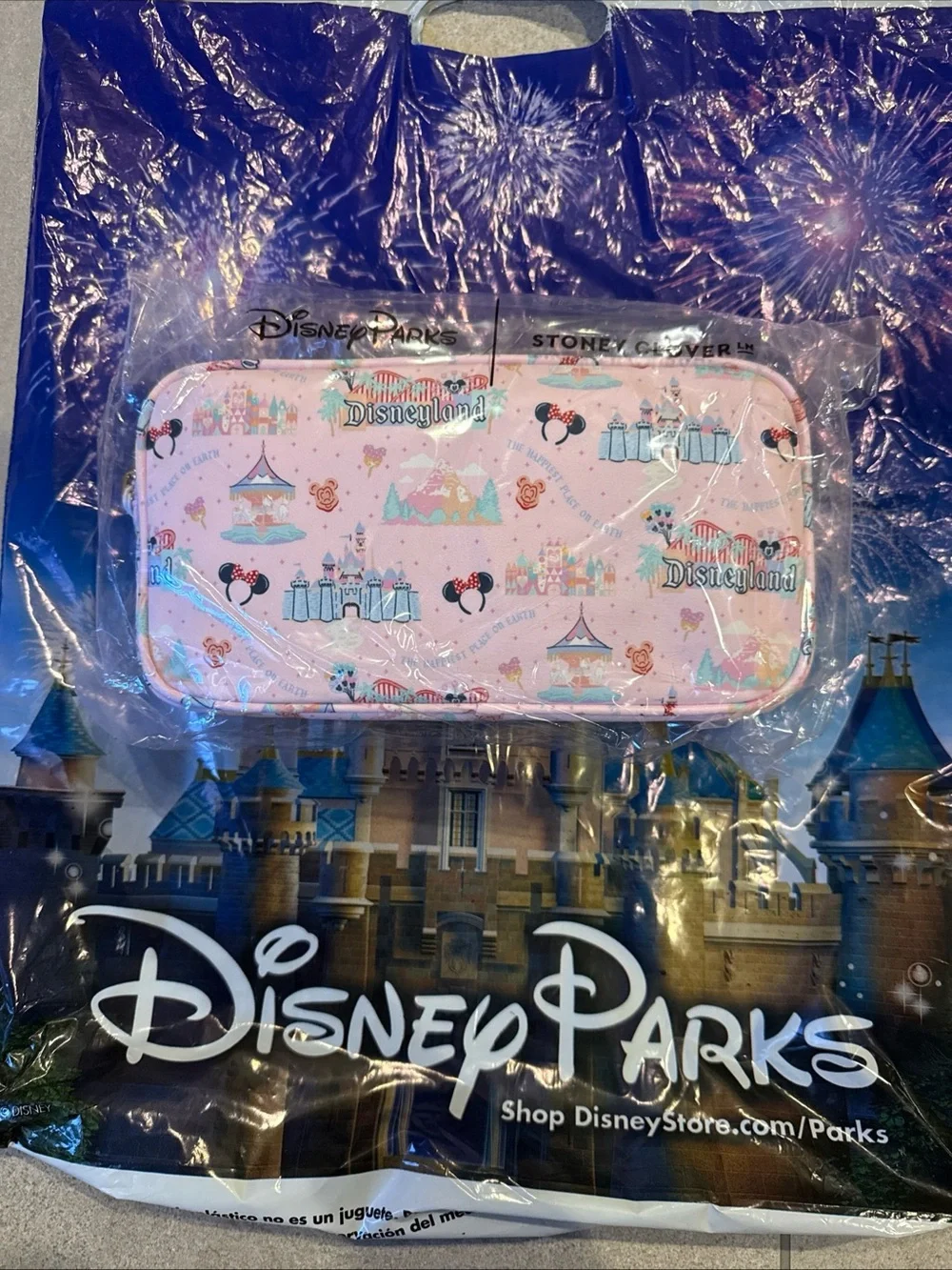 Stoney Clover Lane Pink Disneyland Print Cosmetic Pouch